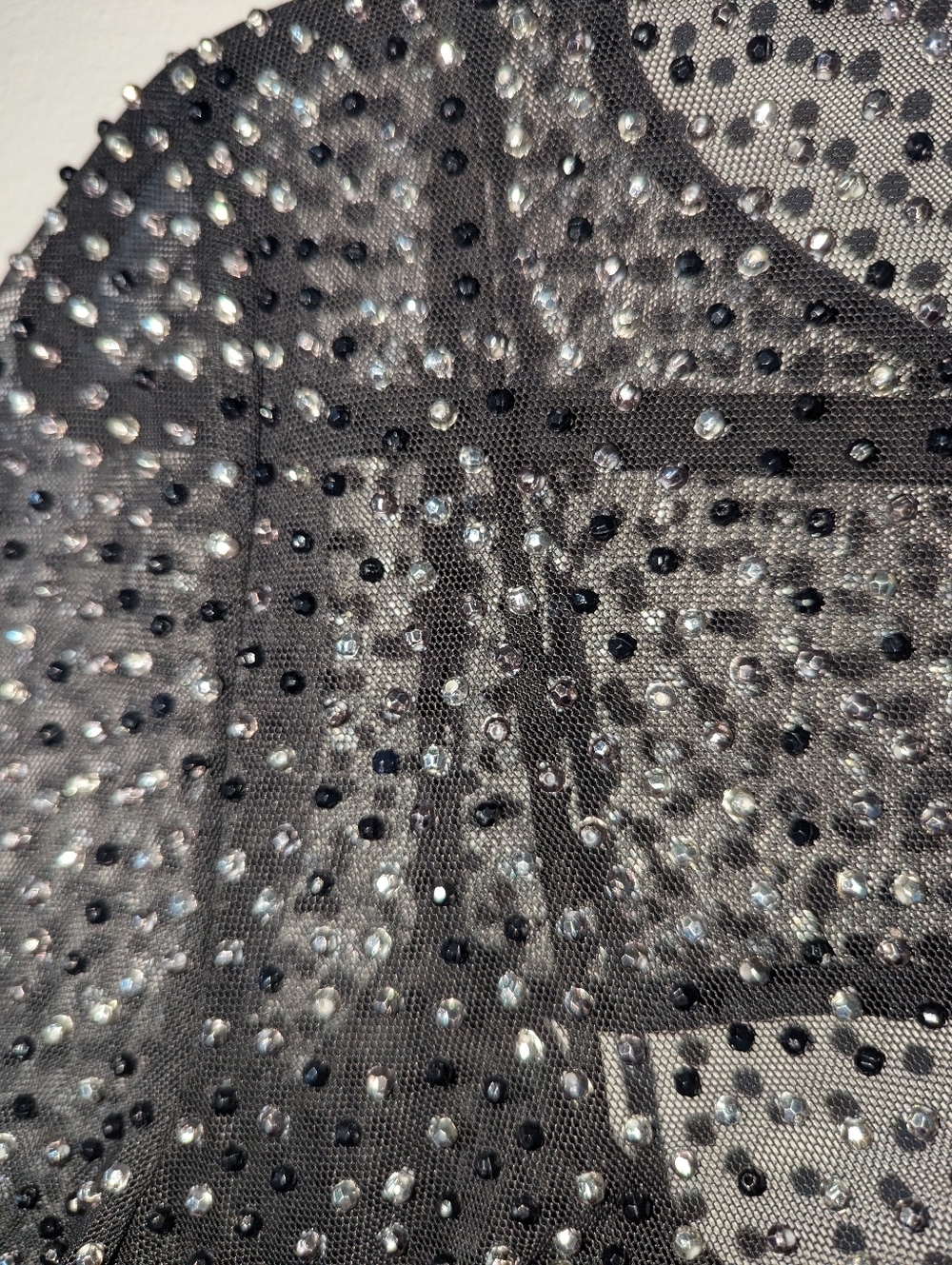 8 Betsy & Adam Black Embellished Mesh Top Dress - Picture 7 of 7